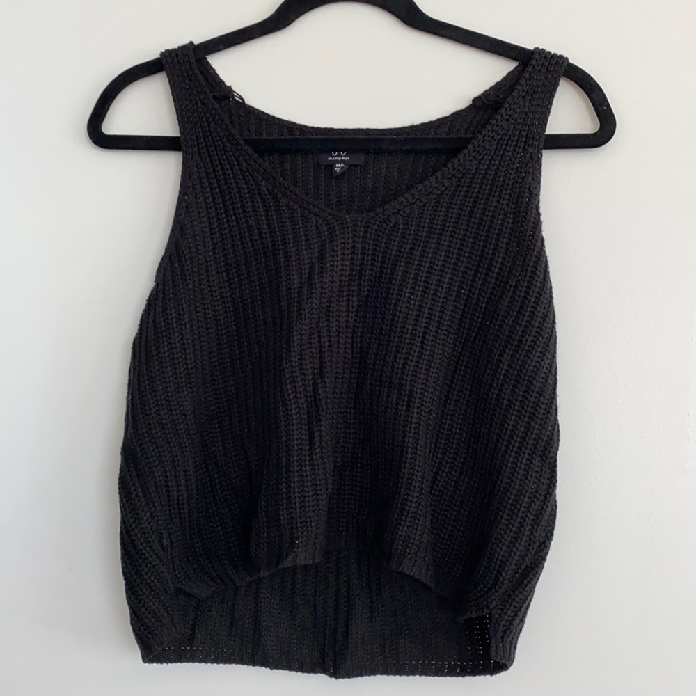 Six Crisp Days black crochet v neck tank